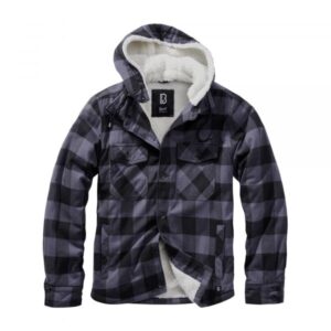 Brandit Jacke Lumberjacket Hooded schwarz grau