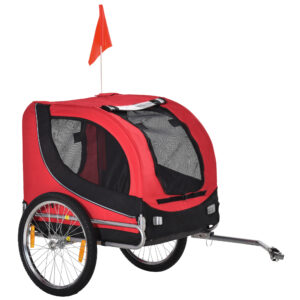 PawHut Hundeanhänger Fahrradanhänger Hundetransporter Hunde Fahrrad Anhänger Rot+Schwarz 130 x 73 x 90 cm Aosom