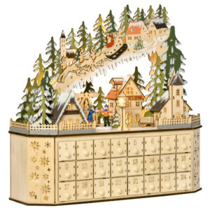 HOMCOM Adventskalender zum Befüllen mit 24 Schubladen und LED-Lichtern, Weihnachtskalenderbox für festliche Dekoration 45x13x43 cm Aosom.de