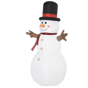 HOMCOM Aufblasbarer Schneemann 1,82 m Weihnachtsdekoration wetterfest mit LEDs aus Polyester, 100 x 80 x 182 cm für festliche Stimmung Aosom.de