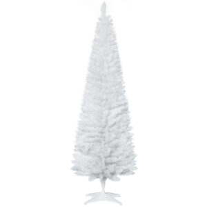 HOMCOM Weihnachtsbaum Tannenbaum 180 cm mit Kunststoffständer, 390 Spitzen Weiß Ø 55 cm, ideal für festliche Dekoration Aosom.de