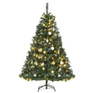 HOMCOM Weihnachtsbaum Tannenbaum mit Deko 120 LEDs 511 Spitzen Ø95 cm 150 cm hoch für festliche Dekoration Aosom.de