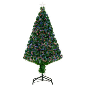 HOMCOM Weihnachtsbaum künstlicher Christbaum 120 cm mit LED Lichtfaser Farbwechsler und Metallständer grün für festliche Dekoration Aosom.de