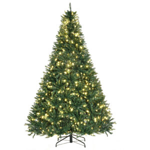 HOMCOM künstlicher Weihnachtsbaum, 210 cm Christbaum mit 2154 Spitzen, 700 LED-Leuchte, rutschfesten Metallständer, für Indoor, Weihnachten Deko, Grün Aosom