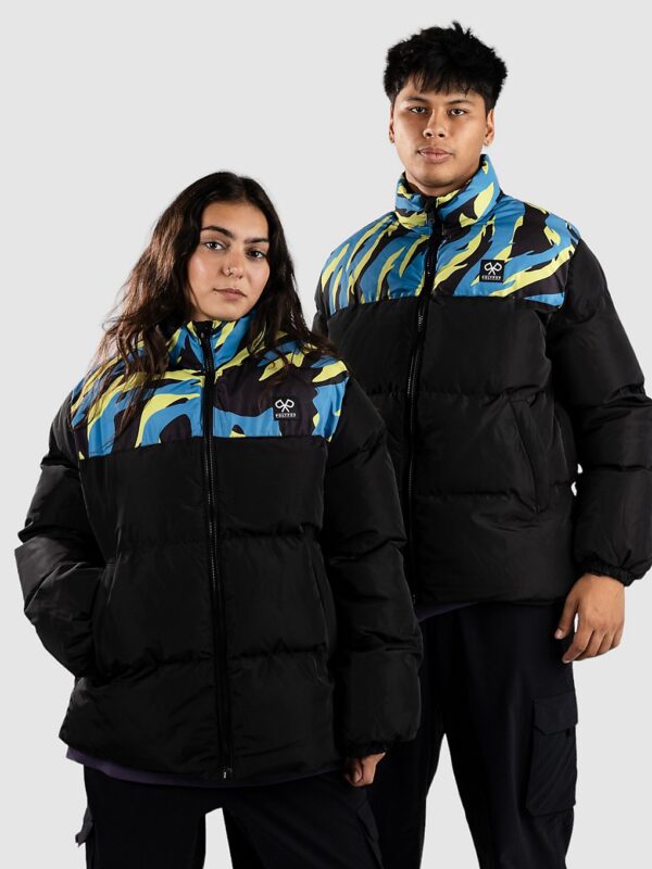 Polypop Black Tigra Pattern Chest Puffer Jacke black