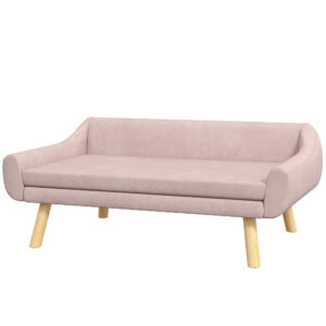 PawHut Hundesofa elegantes Katzensofa mit Rückenlehne für mittelgroße große Hunde Samt Rosa 102x58,5x42,5cm stilvoll bequem Aosom.de