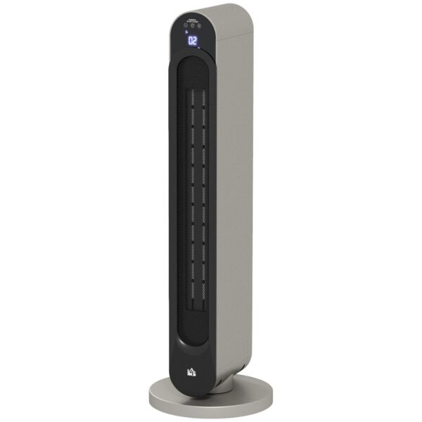 HOMCOM Heizlüfter oszillierend 1100/2200 W - Mini-Keramik-PTC-Heizkörper - inkl. Fernbedienung - Zusatzheizung silber Aosom