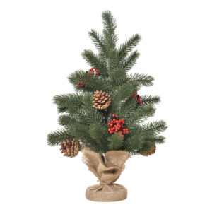 HOMCOM Weihnachtsbaum 50 cm Kunsttanne mit 55 Zweigen, 4 roten Beeren & 4 Tannenzapfen, stabiler Sockel aus PE & Zement, ⌀28 x 50 cm Aosom.de