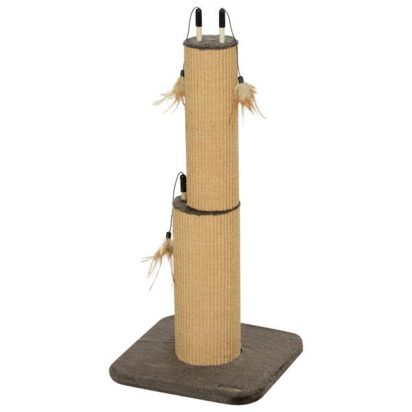 PawHut 2-in-1 Kratzstamm, 78cm Kratzsäule, Jute-Katzenkratzbaum mit Feder, Kratzbaum für Katzen, Katzen Kratzmöbel, Indoor, Braun Aosom