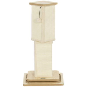 PawHut 3-in-1 Kratzstamm, 67cm Kratzsäule, Sisal-Katzenkratzbaum mit Spielball, Kratzbaum für Katzen, Katzen Kratzmöbel, Indoor, Eiche Aosom
