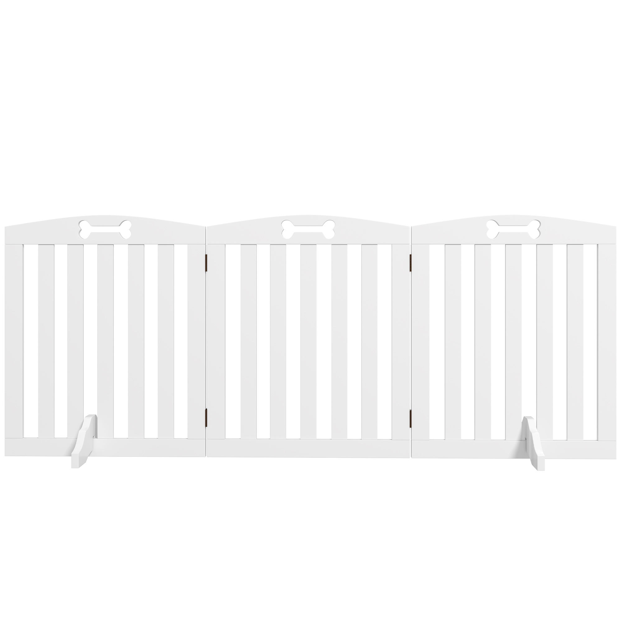 PawHut Absperrgitter Hund 3-teilig, 155 x 61 cm Faltbar Türschutzgitter mit 2 Stützfüßen, Freistehend Hundegitter, Treppengitter für mittelgroße Hunde, für Flur, Treppe, Weiß Aosom