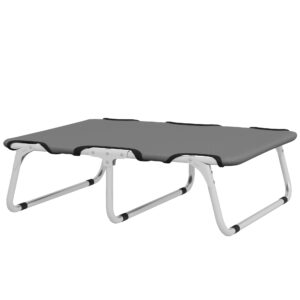 PawHut Erhöhtes Hundebett, Outdoor Haustierbett, Hundeliege für kleine Hunde bis 10 kg, Oxford, Grau 71 x 58 x 20 cm Aosom