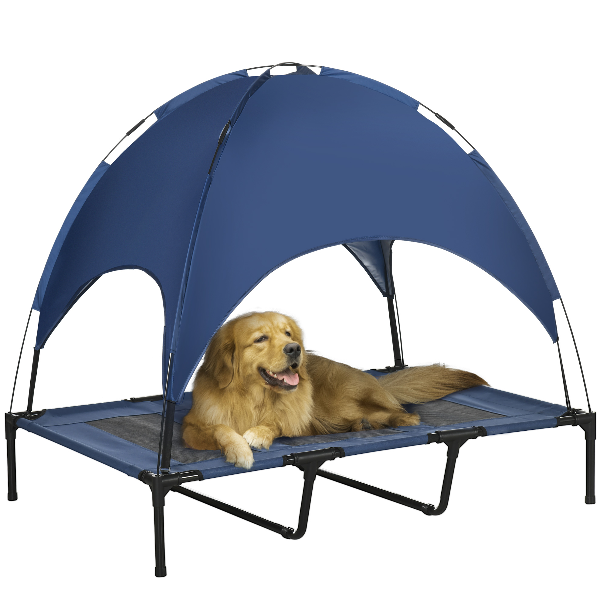 PawHut Haustierbett mit Baldachin erhöhtes Outdoor Hundebett mit UV-Schutz für mittelgroße Hunde Netz-Haustierbett Aosom.de