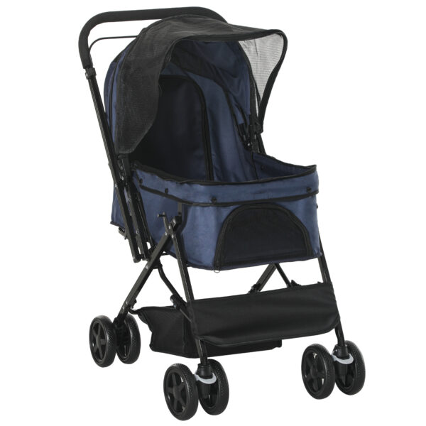 PawHut Haustierwagen Katzenbuggy Oxford Blau 76,5x52x95cm für kleine Hunde und Katzen, faltbar & leicht Aosom.de