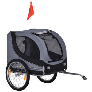 PawHut Hundeanhänger Fahrradanhänger Hundetransporter grau schwarz 130x73x90cm für sichere Ausflüge mit Ihrem Hund Aosom.de
