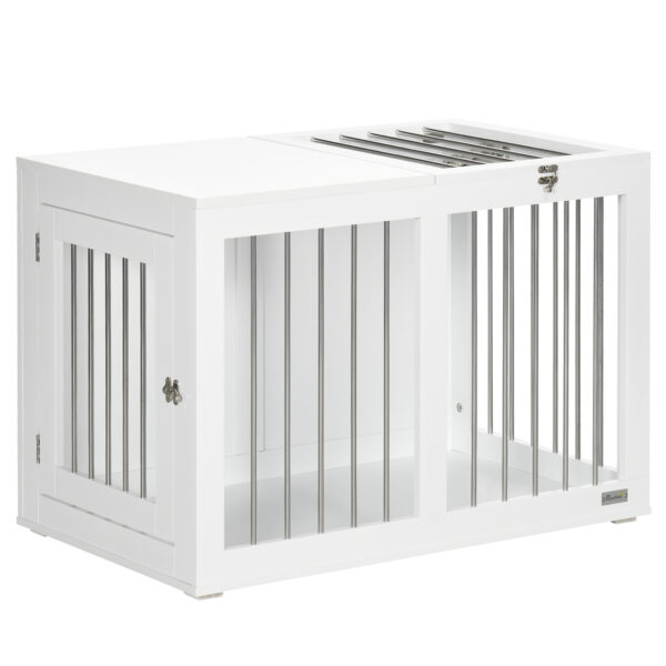 PawHut Hundekäfig Haustierkäfig für mittelgroße Hunde 80 x 50 x 56,5 cm mit Türen und Transportfunktion in Weiß Aosom.de