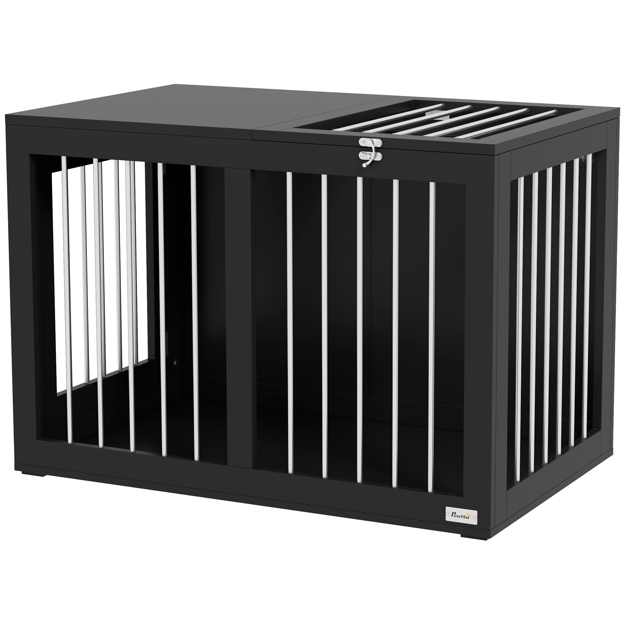 PawHut Hundekäfig für Zuhause, Hundehütte, Haustierkäfig für mittelgroße Hunde, Hundebox mit Türen, Hundehaus, Transportkäfig, Schwarz, 80 x 50 x 56,5 cm Aosom
