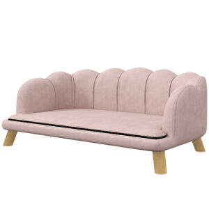PawHut Hundesofa Hundecouch, Waschbarer Bezug, Haustiersofa mit Rückenlehne und Holzbeine, Katzensofa, für mittelgroße Hunde unter 25 kg, Rosa Aosom