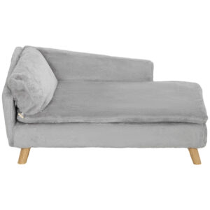 PawHut Hundesofa für mittelgroße Hunde, Hundebett mit abnehmbarem und waschbarem Kissen, Haustiersofa mit Holzbeine, mit Erhöhtem Design, 20 kg, Hellgrau Aosom