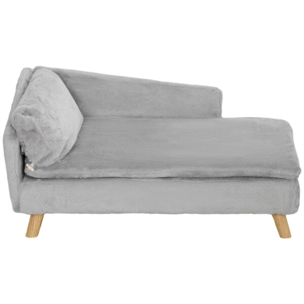 PawHut Hundesofa für mittelgroße Hunde, Hundebett mit abnehmbarem und waschbarem Kissen, Haustiersofa mit Holzbeine, mit Erhöhtem Design, 20 kg, Hellgrau Aosom