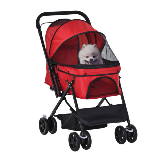 PawHut Hundewagen Oxford Rot 76,5x52x95cm Kleine Hunde & Katzen Aosom