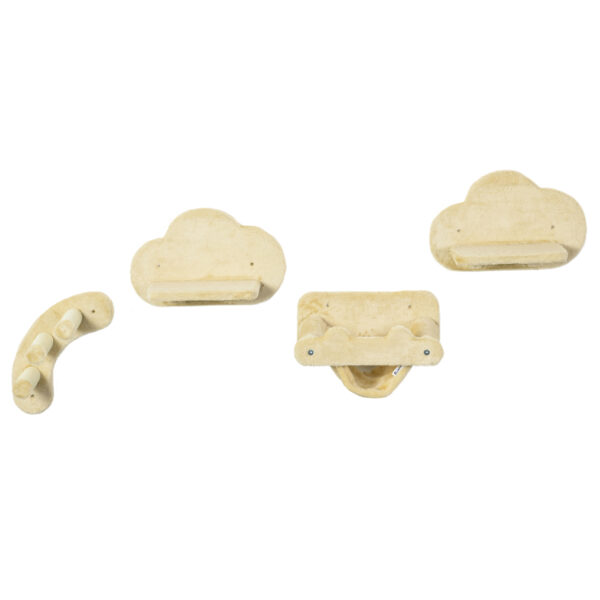 PawHut Katzen Kletterwand Set 4-teilig 3-stufige Sprossenleiter 2 Sprungplattformen Hängematte mit Plüschbezug Beige für aktives Spielen Aosom.de