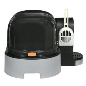 PawHut Katzenhaus Katzentoilette mit 2 herausziehbaren Bodenwannen und Haube, Schaufel für Katzen bis 4kg, grau 52x60x42cm Aosom.de