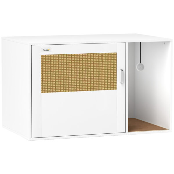 PawHut Katzenschrank, Katzentoilette mit Loch, Katzenklo Schrank mit Tür, Eingang, Kratzpad, für Katze unter 6 kg, 80 x 50 x 50 cm, Indoor, Weiß Aosom