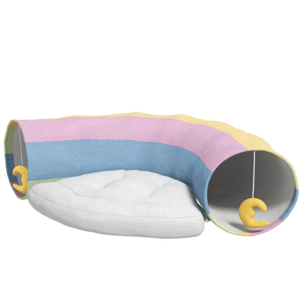 PawHut Katzentunnel faltbares Katzenspielzeug mit Spielkissen aus Polyester für Katzen & Kleintiere Aosom.de
