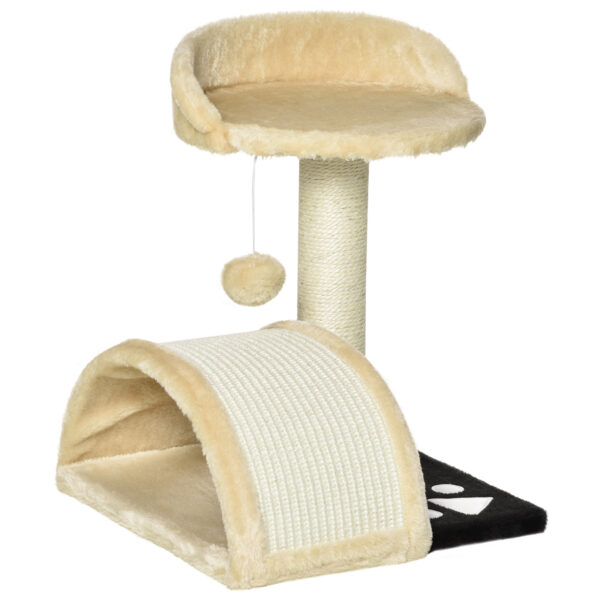 PawHut Kratzbaum klein 46H cm mit Kratzstangen und Spielbällen Kletterbaum für kleine Katzen Plüsch Schwarz günstig Aosom.de
