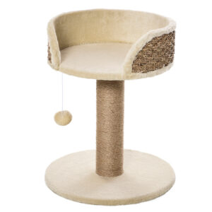 PawHut Kratzbaum klein 49H cm Katzenbaum mit Liegefläche Spielball Kletterbaum für kleine Katzen stabil Cremeweiß Aosom.de