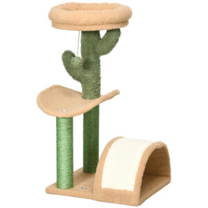 PawHut Kratzbaum klein Katzenkratzbaum Kratzstamm für Katzen unter 4 kg mit Katzenkratzbrett, Kratzbaum, Katzenreizball 40 x 35 x 72 cm Braun Aosom