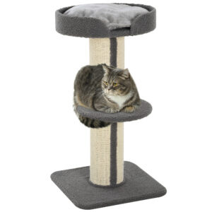 PawHut Kratzsäulen für Katzen, stabiler Kratzbaum mit Plattform, Sisal, Belastbarkeit 30kg, grau für aktives Spiel & Entspannung Aosom.de