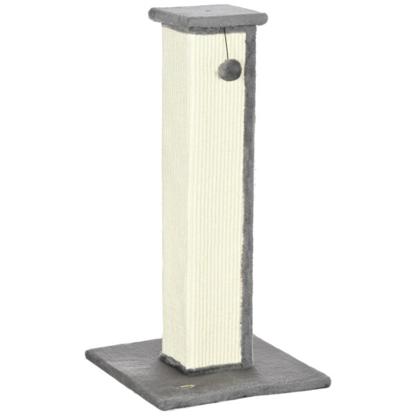 PawHut Kratzstamm 81cm hohe Kratzsäule aus Sisal mit Spielball, ideal für Katzen bis 5kg, Indoor-Nutzung, in Grau und Creme Aosom