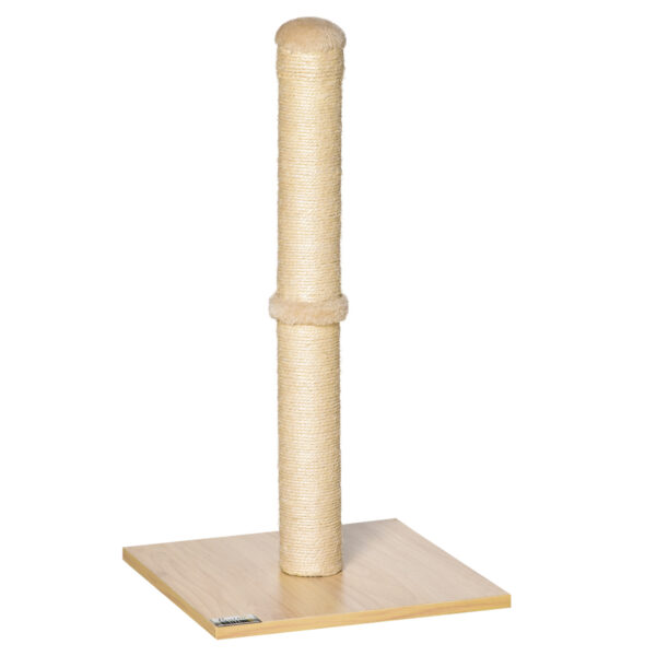 PawHut Kratzstamm Sisal Kratzsäule für Katzen 60cm stabil mit Ball aus Spanplatte Beige Eiche für aktives Spielen Aosom.de