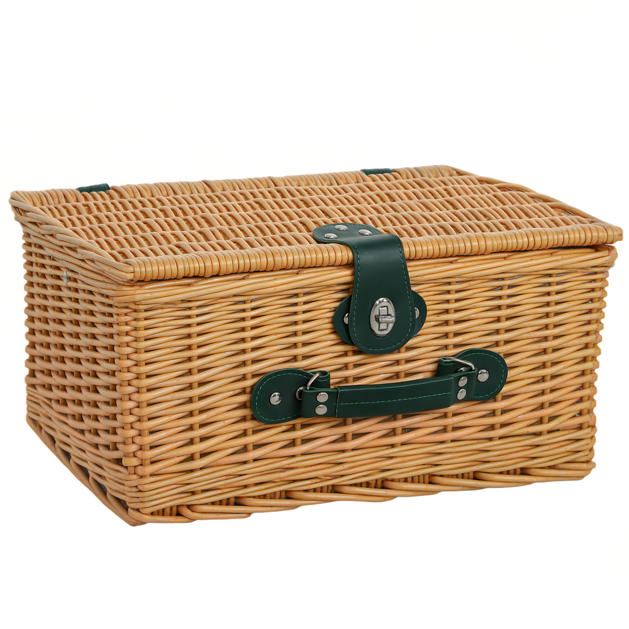 Outsunny Picknickkorb aus Weidenholz Picknickkoffer für 2 Personen mit Isoliert Kühlfach Besteck Set, Picknick Set Komplettset für Camping Strand Weihnachten Hellbraun Aosom