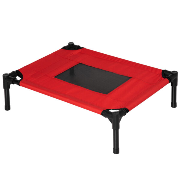 PawHut Erhöhtes Hundebett für Katzen Haustiere Oxford-Gewebe Textilene mikroperforiert 61 x 46 x 18 cm Rot und Schwarz Aosom