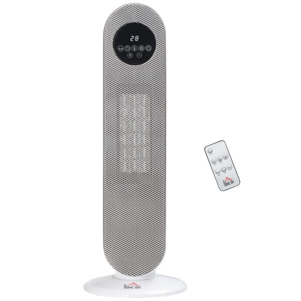 HOMCOM Standheizung Heizlüfter Keramikheizung oszillierend 15-40°C mit Fernbedienung 1300/2000W, 21 x 21 x 63,5 cm Aosom