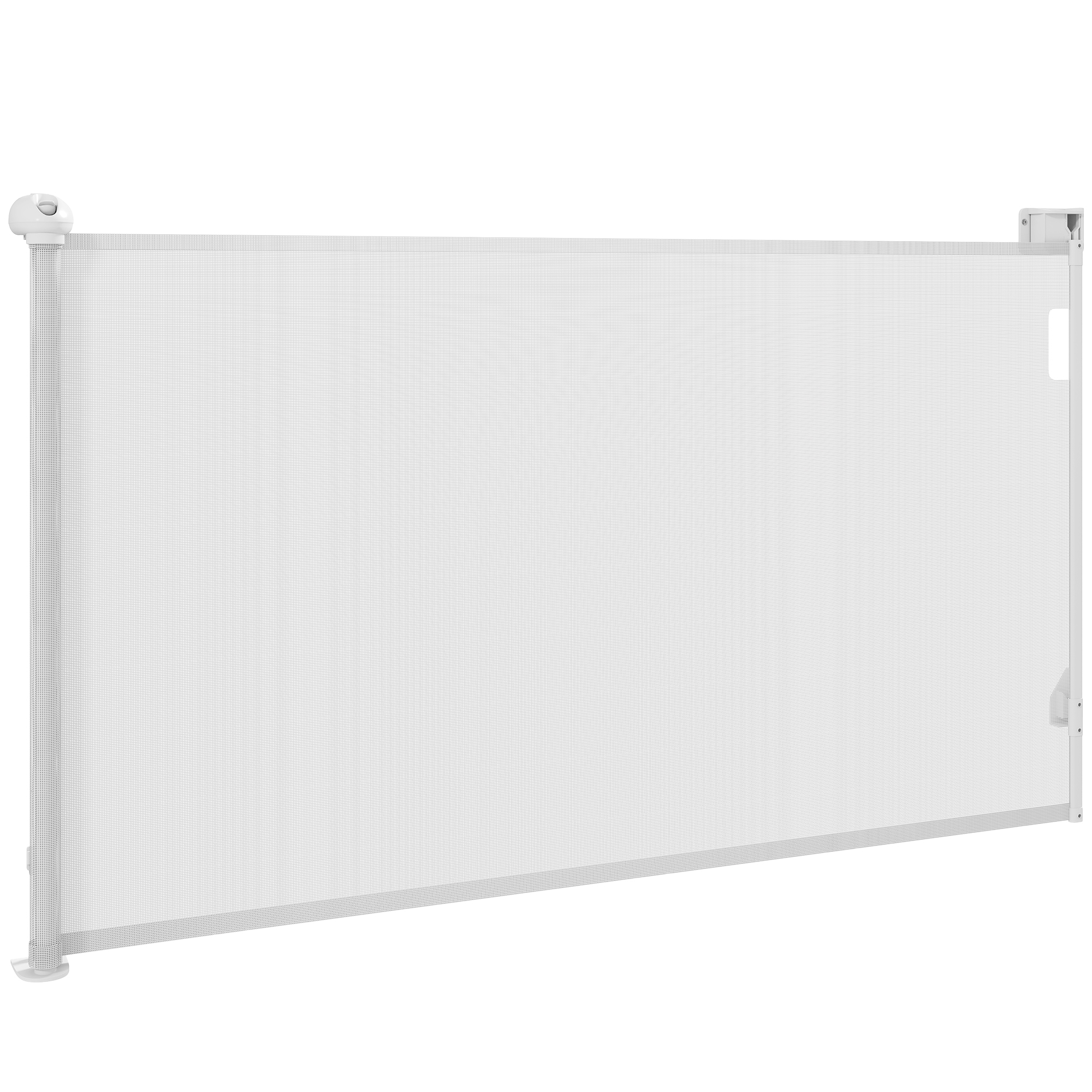 PawHut Ausziehbares Hundegitter für kleine Hunde 0-144 cm, Einziehbares Haustiertor mit automatischer Verriegelung für Türen und Flure, Weiß Aosom