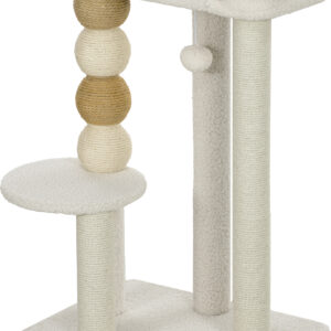 PawHut Katzenbaum mit Obere Bett, Plattform und Spielball, Kratzbaum für Katzen aus Holz, Plüsch und Jute, 48,5x40x76 cm, Beige Aosom