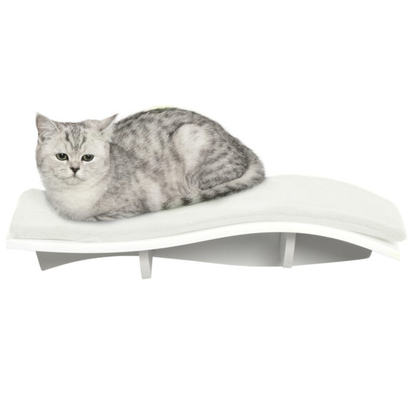 PawHut Katzenbett Wandliege Wandmontage mit Plüschauflage, MDF, für Katzen, Weiß+Grau, 53x28x12cm Aosom