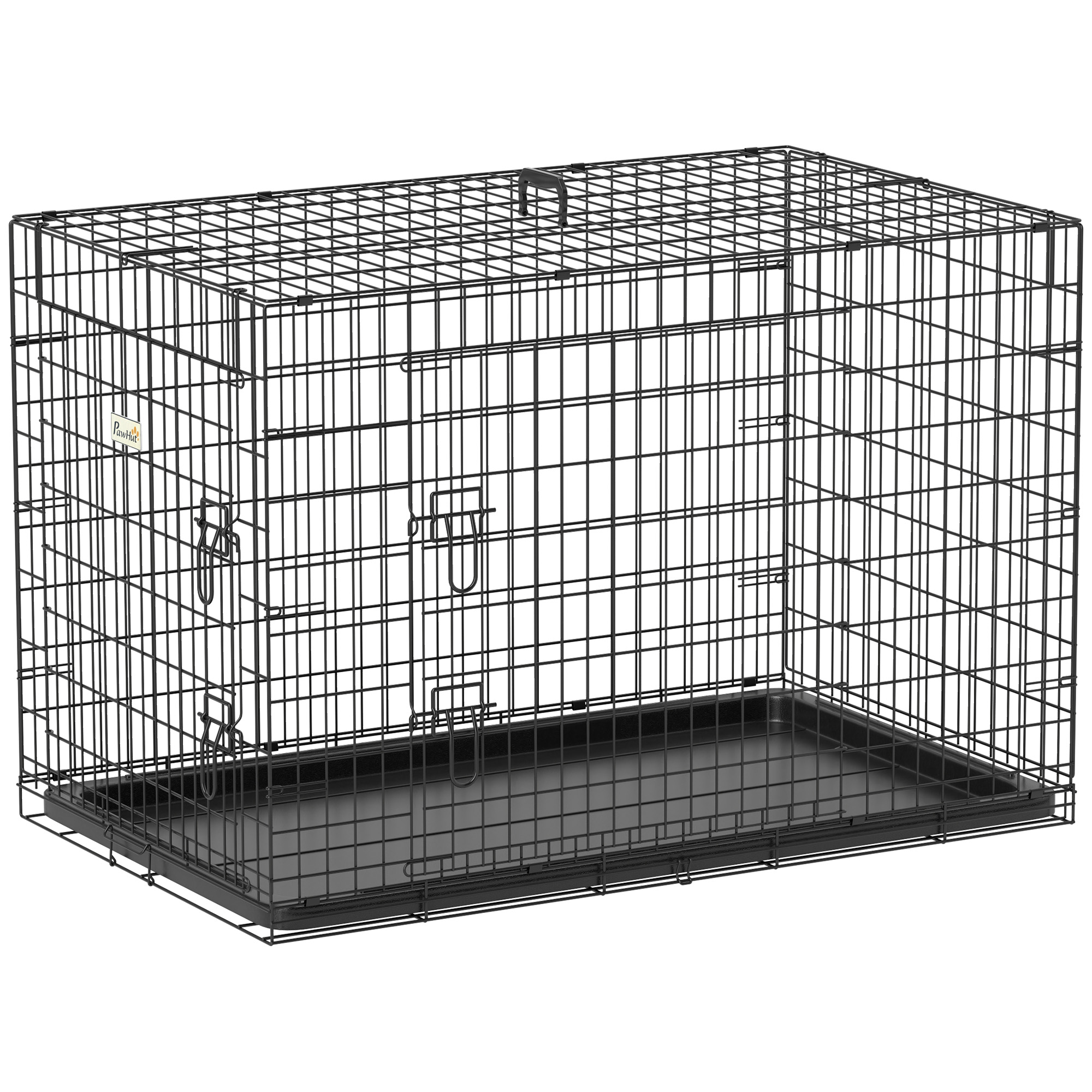PawHut Hundekäfig Transportkäfig Drahtkäfig klappbar Metall schwarz 92x57x62,5cm ideal für Hunde & Kleintiere Aosom.de