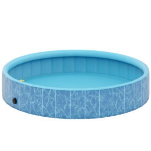 PawHut Hundepool Faltbar Planschbecken mit Brunnen- und Wasserpolsterdesign Ø160 x 30 cm Rutschfest Hundebadewanne Swimmingpool Schwimmbecken für Hunde und Katzen Aosom