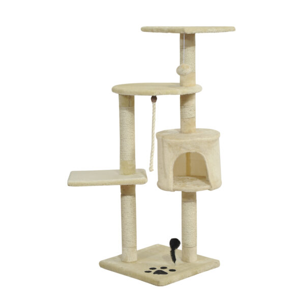 PawHut Katzenbaum, Kratzbaum mit Sisalsäulen, Katzenkratzbaum, Katzen Kletterbaum mit Höhle, Spielbälle, Beige, 75L x 40B x 112H cm Aosom