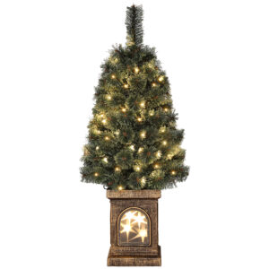 HOMCOM Künstlicher Weihnachtsbaum mit LED-Leuchten, 90 cm Christbaum mit Fernbedienung, 8 Licht-Modi, für Weihnachten Deko, Indoor, Grün Aosom
