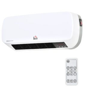 HOMCOM Wandheizlüfter 2000 W - Keramik-PTC-Heizung - 3 Leistungsstufen - Fernbedienung inklusive Weiß Schwarz Aosom