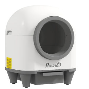 PawHut Selbstreinigende Katzentoilette mit 80L für Katzen 1-5 kg mit Duftbox und Müllsäcken, Katzentoilette aus PP, 55,5x51x58,5 cm, Weiß und Grau Aosom