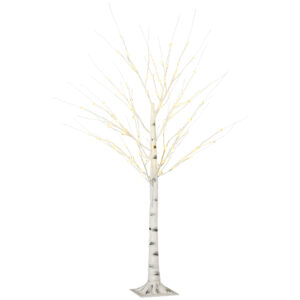 HOMCOM 150 cm Kunstbaum, Weihnachtsbaum Birken mit LED, Kunstbirke, Birkenbaum, Weihnachtsdeko für Hochzeit, Party, Geburtstag Aosom