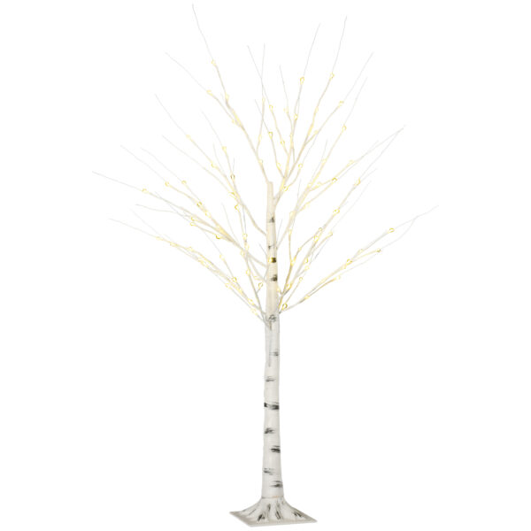HOMCOM 150 cm Kunstbaum, Weihnachtsbaum Birken mit LED, Kunstbirke, Birkenbaum, Weihnachtsdeko für Hochzeit, Party, Geburtstag Aosom