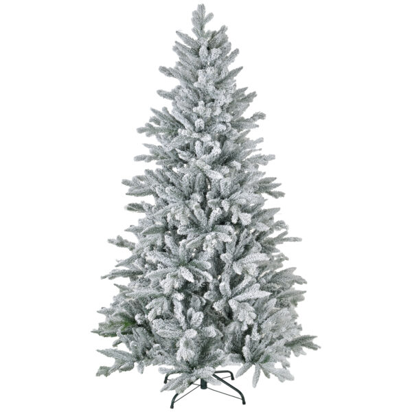 HOMCOM Künstlicher Weihnachtsbaum, 180 cm Christbaum mit 994 Spitzen, Kunstschnee, klappbar Metallständer, für Weihnachten Deko, Grün Aosom